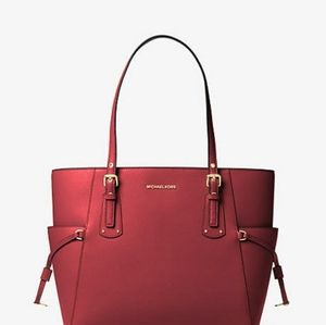 Voyager cross red leather tote bag